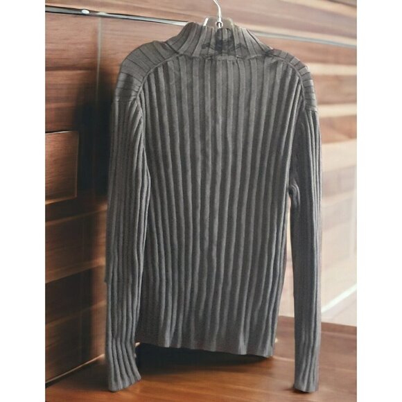 INC Mens Sweater L Skull Patch Tatoo Goth Graphic Turtle Neck 1/4 Zip Ribbed - Picture 4 of 16